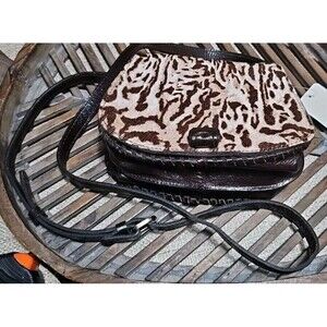 Patricia Nash Finch Leather Crossbody Bag Purse White Exotic Cat Brand New